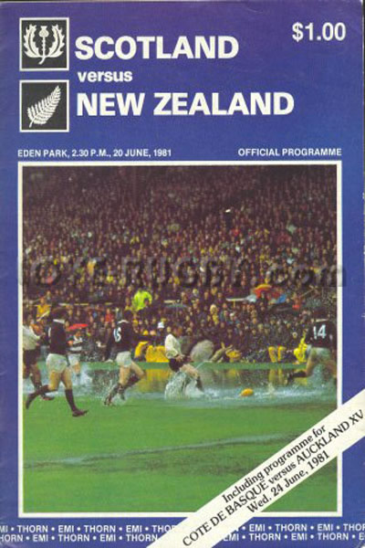 1981 New Zealand v Scotland  Rugby Programme